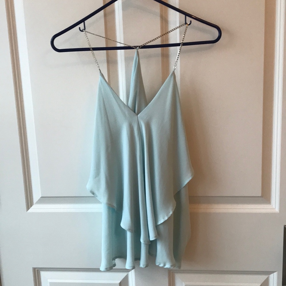 Flowy Light Blue Blouse With Chain Straps